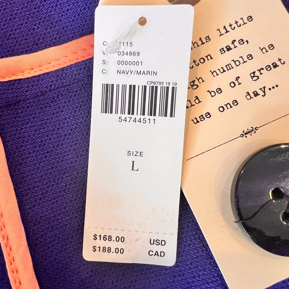 Anthropologie Navy Pea Coat - Women’s Purple & Orange Accents - NWT - Picture 13 of 16